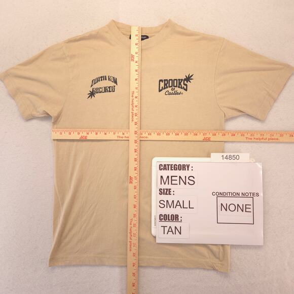 Crooks and Castles Death Row Records Band T Shirt Mens Size Small S Tan - Picture 5 of 9